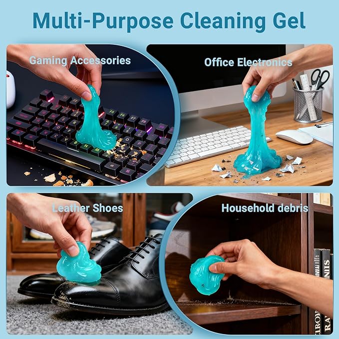COLORCORAL 4 Pack Car Cleaning Gel Reusable Auto Slime Cars Cleaner Dust Cleansing Gels,Vehicle Interior Cleaning Care Putty,