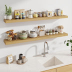 Fun Memories 60 Inch Fireplace Mantel - Long Floating Shelf, Wall Mounted Farmhouse Display with Invisible Heavy Duty Metal B