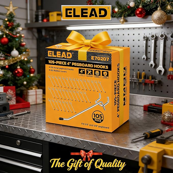 ELEAD 105-Piece 4 Inch Pegboard Hooks, Heavy Duty Peg Board Organizer Accessories, Peg Board Tool Hangers Fit for 1/4" and 1/