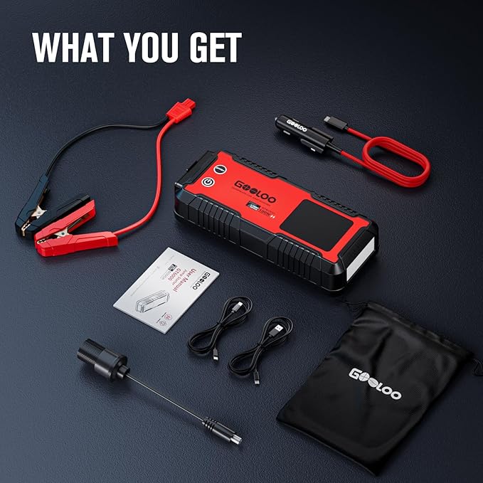 GOOLOO 6000A Jump Starter GT6000 Car Starter with 100W Bi-Directional Fast Charge, Powerful 12V Auto Battery Booster(All