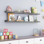 48 Inches Long Floating Shelves for Wall, Solid Pine Wood Picture Ledge Shelves, Wall Shelves with Lips, Nursery Book Shelves