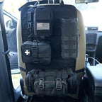 Universal Tactical Car Seat Back Organizer Bag Tactical Molle Vehicle Organizers Panel Vehicle Protector Organizers with 4 Detachable Pouches for Car Truck Ford Jeep Vehicle (Black)