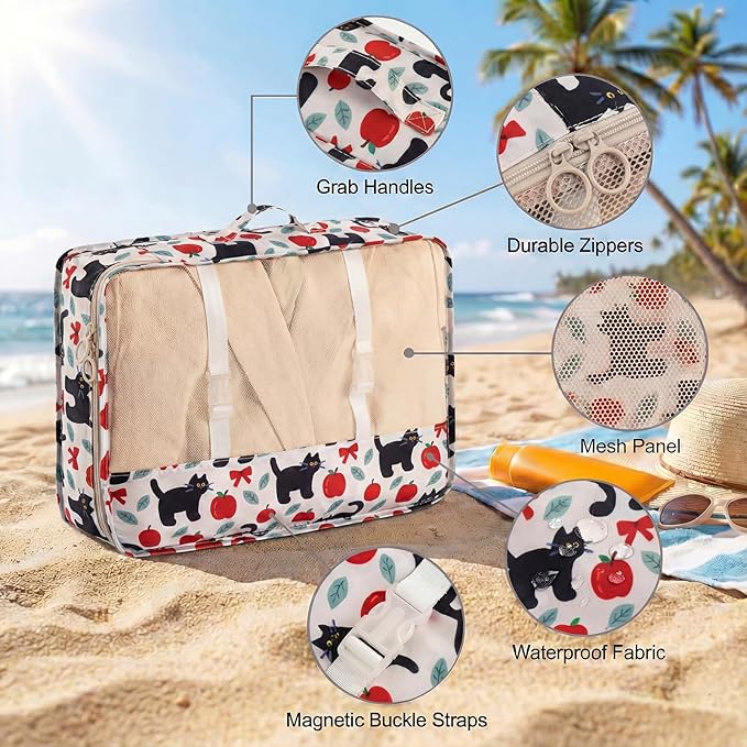 8 Set Packing Cubes for Travel with Clear Toiletry Bag, Durable Luggage Packing Organizers, Carry-On Accessories, TSA Approve