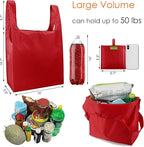 BeeGreen Christmas Red Reusable Shopping Bags Wholesale Reusable Grocery Bags Bulk Foldable-Machine Washable with Zipper Storage Pouch 20 Pieces
