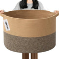 115L Large Blanket Basket,23.6" L x 23.6" W x 15.7" H Rope Woven Baskets with Handles, Toys Storage Bins,Laundry Basket Perfe