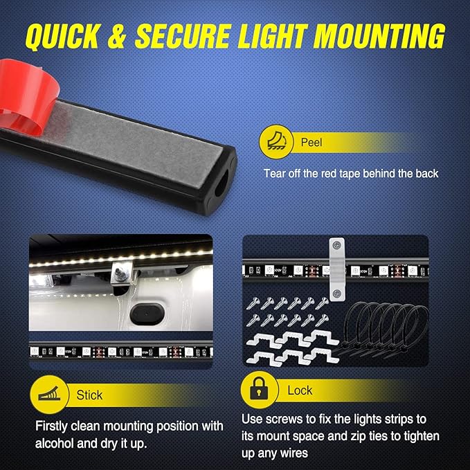 Nilight 3PCS 60 Inch RGB Truck Bed Light Strip Kit 270 LED Neon Accent LED with RF Remote On Off Switch Splitter Extension Cable for Cargo Pickup Truck Camper RV SUV Boat