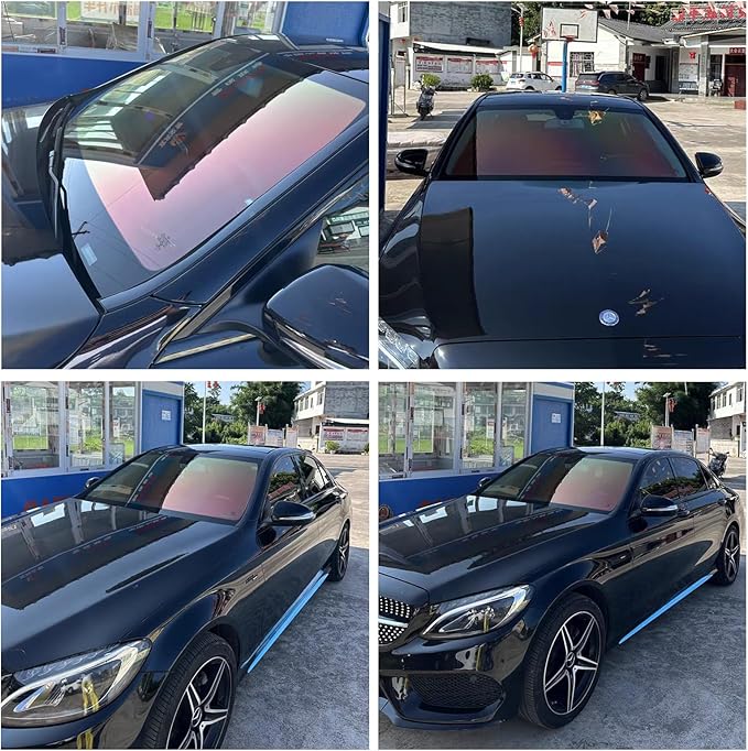 5Ft x 99Ft Chameleon Window Tint for Cars VLT 78% Sunset Orange Red Windshield Car Windows Protection Foils Ceramic Window Tint Film, Auto Tints