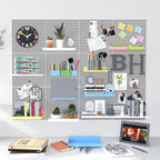 Peg Board, 4 Pack Metal Pegboard Panels Grey Pegboards Wall Organizer with Bent Frame Large Heavy Duty Peg Board for Walls Ho