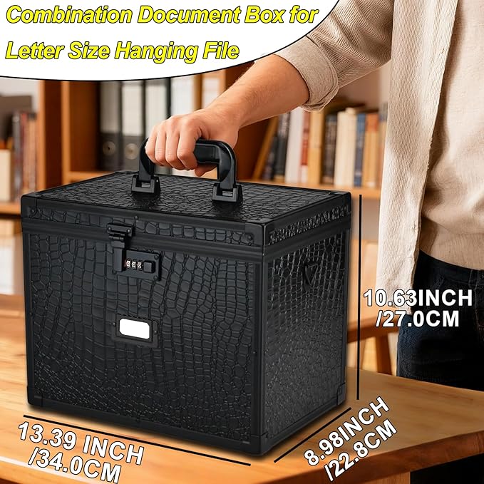 File Storage Cabinet File Organizer Document Organizer File Box in Office and Home with Combination Lock with 20 Letter Size 