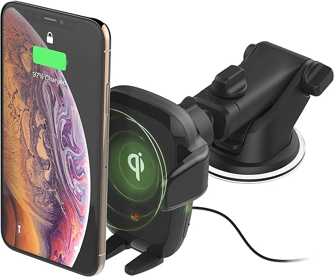 iOttie Auto Sense Qi Wireless Car Charger - Automatic Clamping Dashboard Phone Mount with Wireless Charging for iPhone, Samsung Galaxy, Google Pixel, Huawei, LG, and Other Smartphones