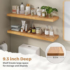 RICHFOCUS Elm Floating Shelves for Wall - 40" W x 9.3" D Rustic Solid Wood Shelves with Invisible Bracket, Wall-Mounted for L