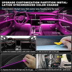 RGB Acrylic Interior Car LED Strip Light with Wireless APP, 18 in 1 with 175 inches 593 LEDs Neon LED Strip Light, 16 Million Colors Dynamic Music Sync Car Ambient Lighting Kits