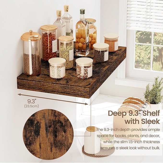 Vivelove Floating Shelves for Wall Mounted, 16 Inch Bathroom Shelves, Display Shelf for Living Room Kitchen Bedroom Office Fa