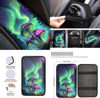 Galaxy Mushroom Car Seat Cover Full Set with Steering Wheel Cover Seat Belt Strap Pads Armrest Pad Coasters Keychain Lipstick Holder 13 PCS Automobile Accessory Interior Decor