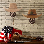 Cowboy Hat Rack for Wall Rustic Metal Cowboy Hat Holder 2 Pack Hat Hanger Western Wall Decor Horseshoe Hooks Storage Display 