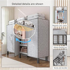 Foldable Portable Wardrobe On Wheels, Freestanding Garment Rack, with Magnetic Door 2000lbs, Heavy Duty Clothes Rack, for Bed