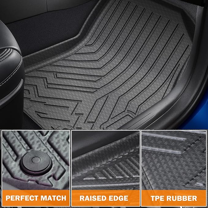 KUST Floor Mats for 1980-1996 Ford F-150/Bronco, for 1980-1997 F-250/F-350, All Weather Floor Liners Bronco Accessories Car Mats TPE Rubber High Edge, Front Side 2PCS