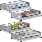Under Bed Storage with Wheels, 4-Pack Under the Bed Storage Containers with Clear Lids & Label, Underbed Storage Bins, XXL 60