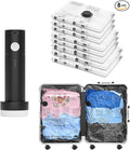 Vacuum Bags for Travel with Rechargeable Pump, 8 Combo (2L/3M/3S) Compression Packing Seal Bags for Luggage Suitcase, Space S
