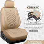 CAR PASS 3D Foam Mesh Leather Car Seat Covers Front Seats, Tan Breathable Front Seat Cover for Cars, Comfortable Universal Fi