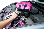 Pretty Pink Roadside Kit - Pink Emergency Kit for Teen Girls and Women - Car Accessories for Women - Durable Carry Bag with L