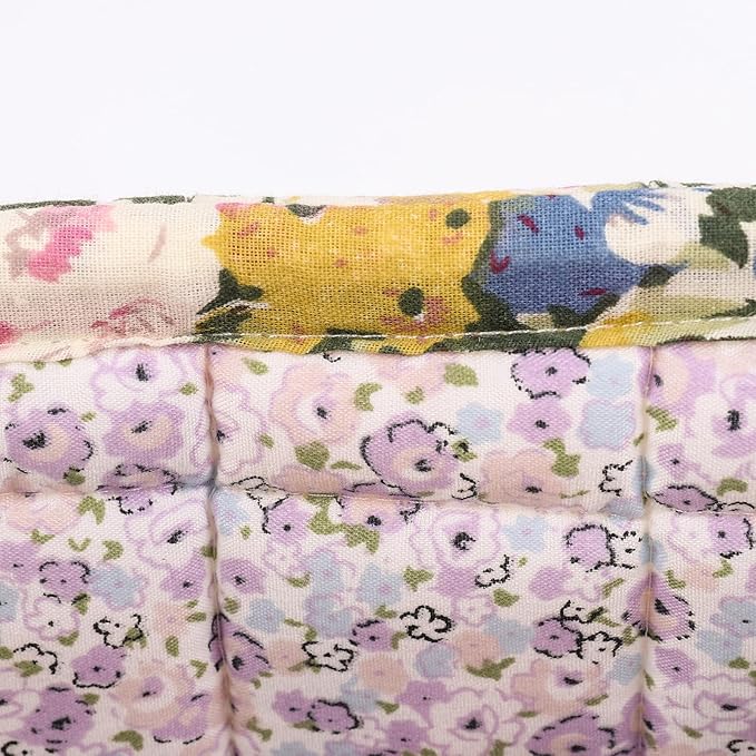 Small Storage Basket Organizer, Mini Fabric Floral Storage Baskets with Handle, Quilted Portable Collapsible Storage (C)