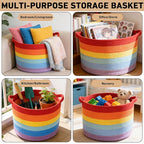90L Large Blanket Basket,21.7"L x 21.7"W x 13.8"H Rope Woven Baskets with Handles, Toys Storage Bins,Laundry Basket Perfect f