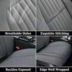 Coverado Car Seat Covers Full Set, Gray Car Seat Cover, Seat Covers for Cars, Waterproof Car Seat Protector, 5 Pieces Nappa C