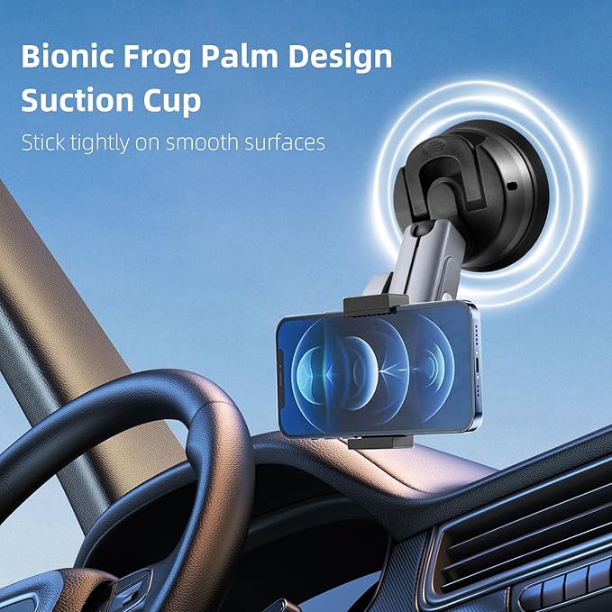 REYGEAK Suction Cup Car Mount with 1/4 Thread, 360° Rotation Windshield Car Mount for GoPro Hero 12 11 10 9 8 Insta360 X4 X3 Go3 DJI Action 4, Pocket 3 Accessories