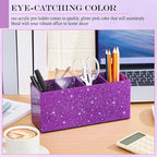 Jetec Acrylic Glitter Pen Holder 4 Compartments Bling Makeup Brush Stationery Organizer Pencil Holder for Desk Accessories Sp
