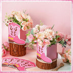 8 Set Western Cowboy Boots Flower Boxes Centerpiece Boot Shape Gift Boxes Western Party Decoration Vase Centerpieces for Tabl