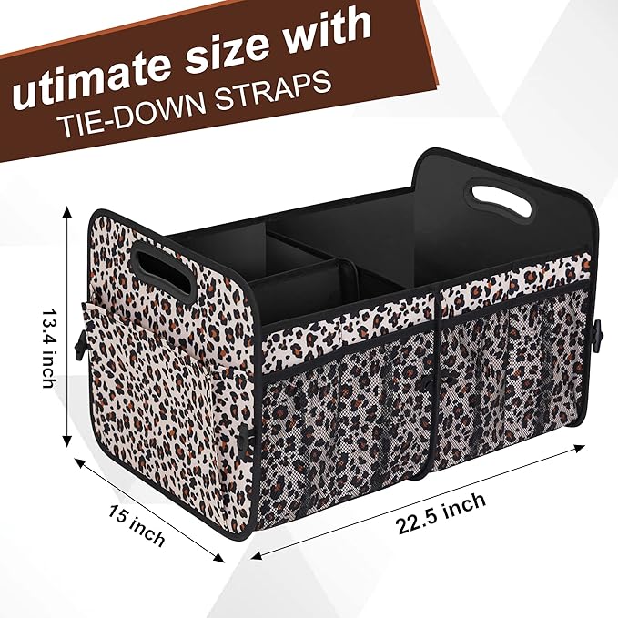 Femuar Car Trunk Organizer, Large Capacity Collapsible Trunk Storage with 11 Pockets, Waterproof, Non-Slip, Suitable for Car