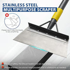 Snow Ice Scraper, 60" Long Handle Heavy Duty Garden Flat Shovel, Multifunctional Cleaning Shovel, Floor Scrapers Stainless Steel Garden Tools Weed Scraper for Weeding,Scraping,Ice Removal,Lawn Edging