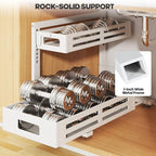 2 Pack 19IN-Depth Under Sink Organizer,Pull Out Cabinet Organizer With Smooth Cylindrical Rail,Metal Slide Out Drawer for Kit