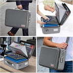 DocSafe Fireproof Document Box with Lock＆Shoulder Strap,Hard Case File Organizer with Accordion File Folder,Multi-Layer Porta