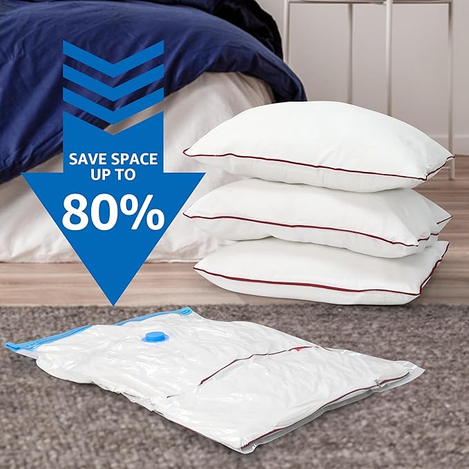 8 Jumbo Vacuum Storage Bags, Space Saver Bags, Vacuum Seal Bags with Hand Pump for Comforters, Blankets, Bedding, Pillows and