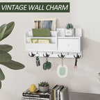 Rebee Vision Key Holder Wall Mount and Mail Organizer : Farmhouse Key and Mail Holder for Wall with Drawer and 7 Key Hooks - 