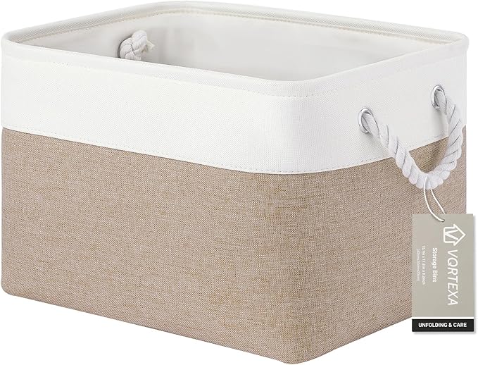 Large Storage Baskets- 15x11x10 inch Storage Bins for Shelves and Closet Organizing, Foldable Fabric Bin for Home Organizatio