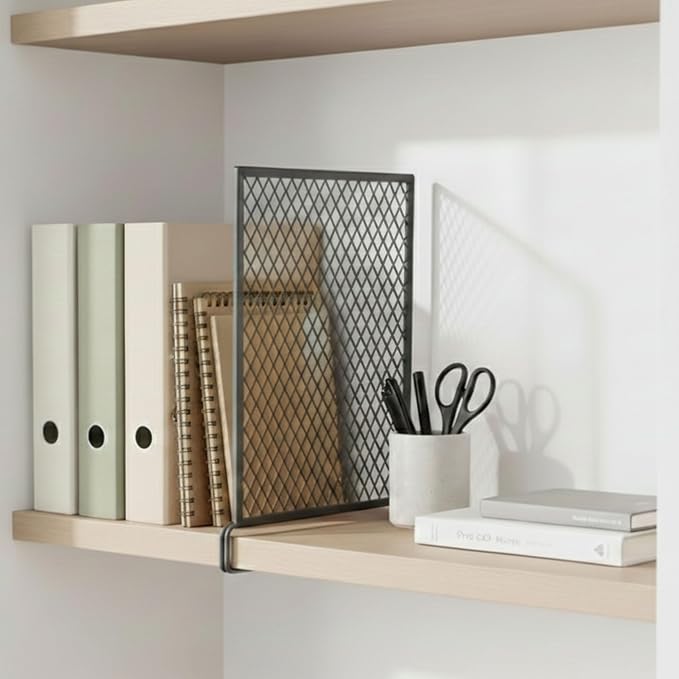 Nexu 6-Pack Metal Mesh Shelf Dividers for Closet Organization, Ultra-Stable Under-Shelf Hook Design, Matte Non-Slip Heavy Dut