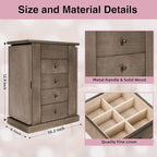 Emfogo Jewelry Box for Women, 5 Layer Large Wood Jewelry Boxes & Organizers for Necklaces Earrings Rings Bracelets, Rustic Je