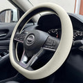 PINCTROT D Shaped Nappa Leather Steering Wheel Cover, Slim Fit No Bulk Design, One Piece Leather with Breathable Perforation,