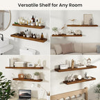 Fun Memories Floating Shelves for Wall, Rustic Wood Wall Mounted Shelves for Bathroom, Bedroom, Living Room and Kitchen, Stor
