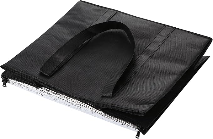 NZ home Insulated Bags for Food Delivery (XL Plus) Grocery Shopping Cooler Bag, Pizza Delivery, Hot & Cold Catering Tote, Reusable, Foldable & Heavy Duty (2 Pack, Black)