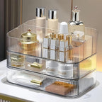 Clear Makeup Organizer for Vanity, Large Desk Organizer with Stackable Drawers for Cosmetics, Skincare, Lipsticks, Eyeshadow 