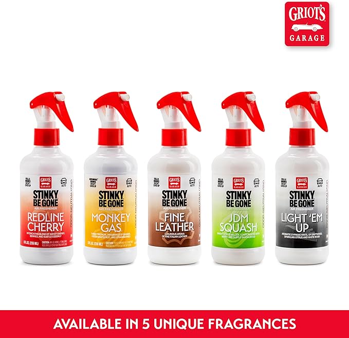 Griot's Garage Stinky-Be-Gone Light 'Em Up Air Freshener Spray – Odor Remover for Cars, Trucks, and SUVs on Carpets, Floor Ma
