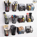 6 Set Pegboard Accessories Wall Organizer Peg Board Baskets and Cups Black Metal Pegboard Baskets and Wire Mesh Cup with Ring