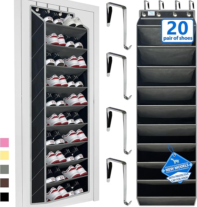 shoe organizer,70 Pounds Large Capacity,20-30-Pair over the door shoe organizer,10 Tiers shoe rack for closet,New upgrade Ant