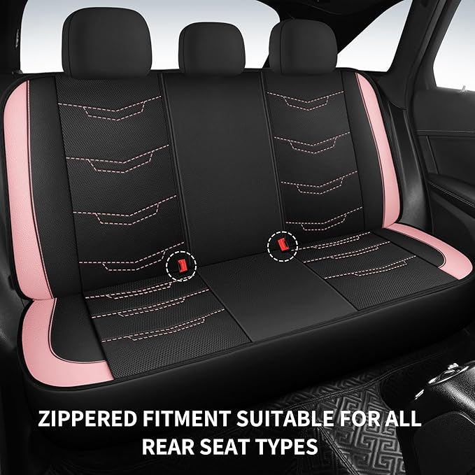 Pink Seat Covers,Breathable and Sport Seat Covers,Anti-Slip Universal Fit Car Seat Covers Full Set for Cars Sedans SUV and Tr