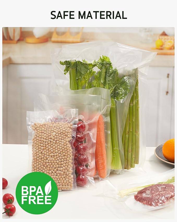 Syntus Vacuum Sealer Bags, 150 Gallon 11" x 16" and Quart 8" x 12" and Pint 6" x 10" Commercial Grade PreCut Bag, BPA Free Fo