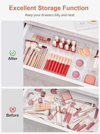 SMARTAKE 13-Piece Drawer Organizer with Non-Slip Silicone Pads, 5-Size Desk Drawer Organizer Trays Storage Tray for Makeup, J